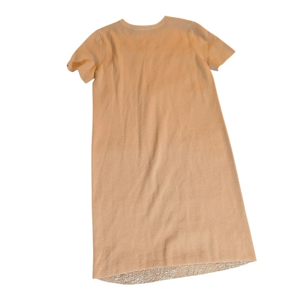 Tory Burch Jonah Jacquard Front Sweater Dress Wool/Silk Blend Short Sleeve Small